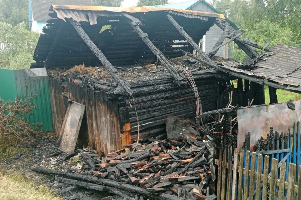 Молния сожгла хозпостройку и мотоблок в Даниловском районе