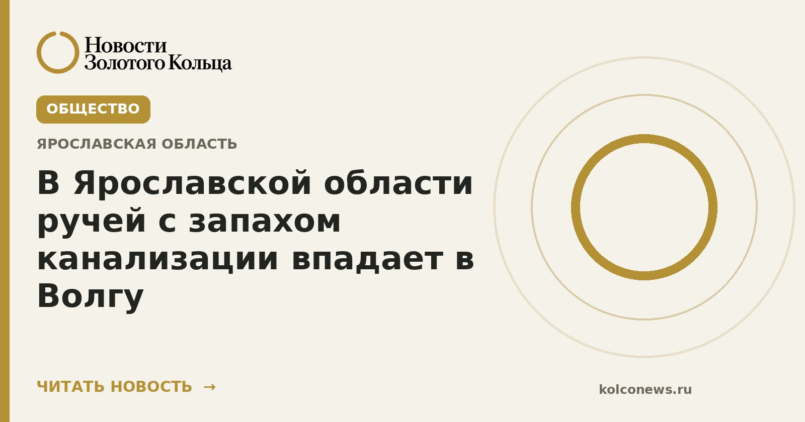 В Ярославской области ручей с запахом канализации впадает в Волгу