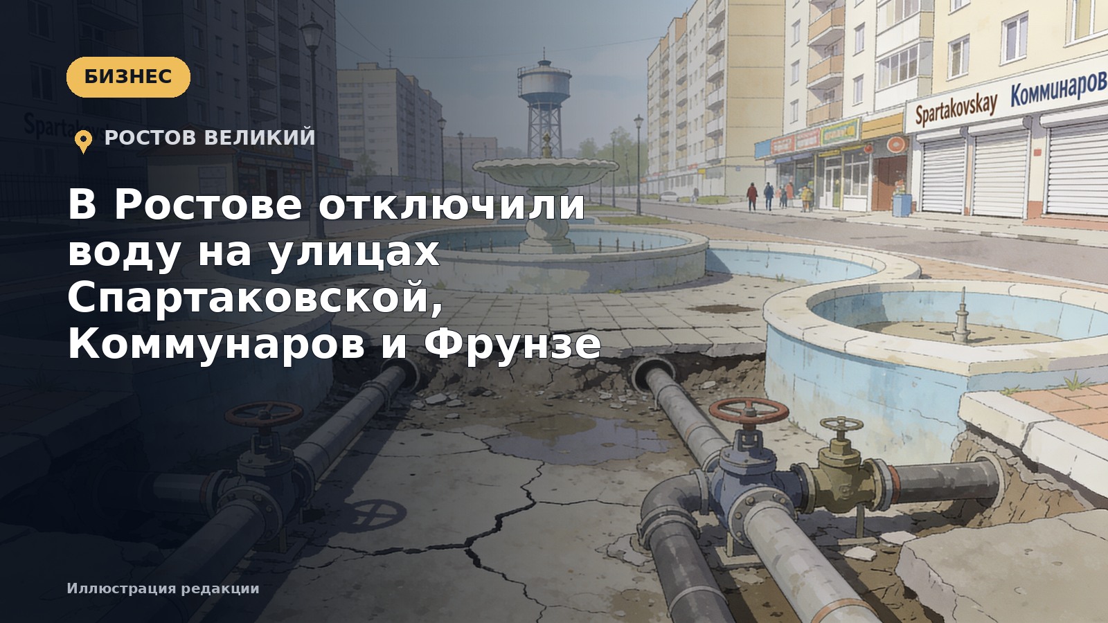 В Ростове отключили воду на улицах Спартаковской, Коммунаров и Фрунзе — иллюстрация